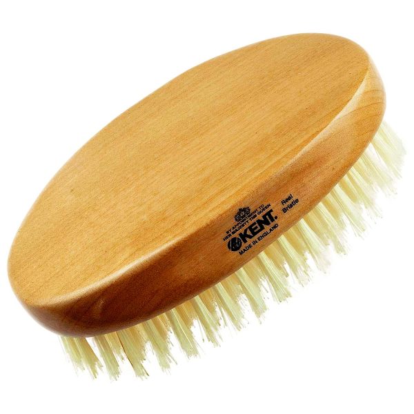 Kent BB Finest Men's Beard Brush - Beechwood Oval-Shaped Palm Grip