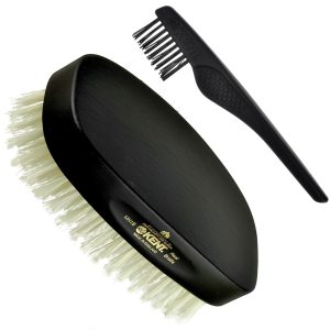 Kent Finest Men's MN1B Rectangular Military Pure White Bristle Hair Brush
