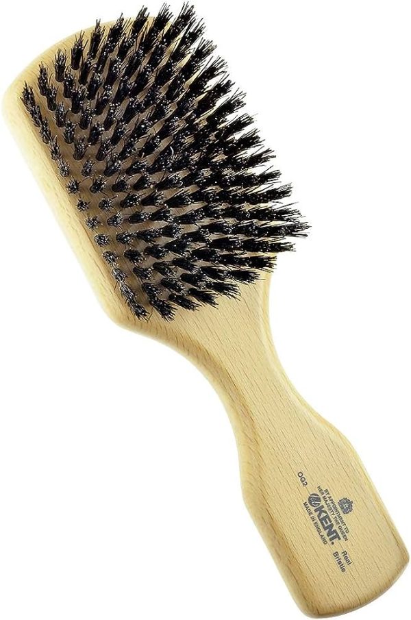 Kent Finest Men's OG2 Beech Wood Rectangular Club Hairbrush Pure Black Bristle