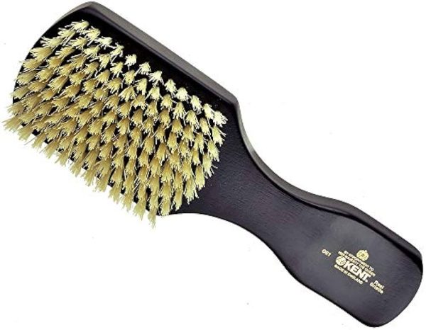 Kent OE1 Finest Men's Rectangular Club Ebony Wood Pure White Bristle