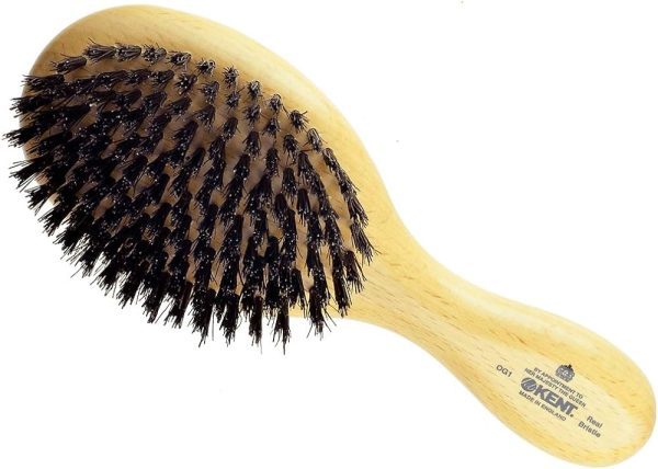 Kent OG1 Finest Men's Classic Oval Club Satinwood Pure Black Bristle