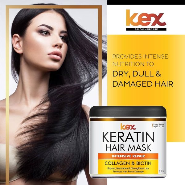 Keratin Hair Mask - Repairs Dry & Damaged Hair - Professional Keratin