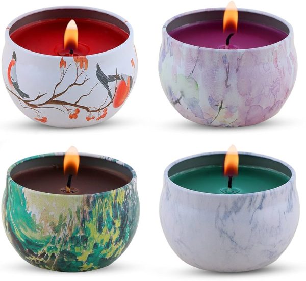 KitchenGynti Scented Candles Gift Set - Lavender, Rose, Tea Tree and Peppermint