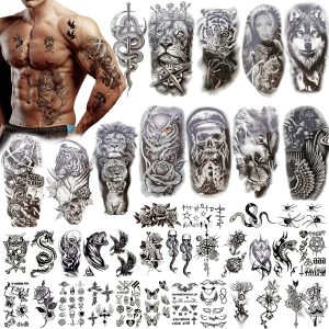 Konsait Large Temporary Tattoos Half Arm Chest Tattoo Men Tribal Totem Tattoo