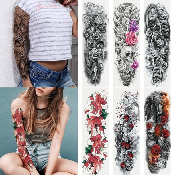 Kotbs 4 Sheets Extra Large Full Arm Temporary Tattoo Waterproof Tattoos Sticker