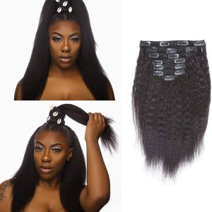 Lacerhair Kinky Straight Corase Clip in Natural Curly Remy Human Hair Extensions