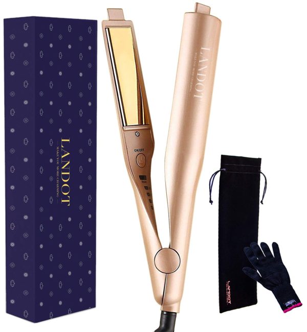LANDOT Flat Iron for Hair Curling Irons Hair Straightener Twist 2 in 1 Hair Curlers