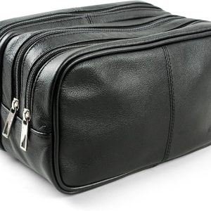 Lavievert Genuine Leather Toiletry Bag Grooming Shaving Accessory Dopp