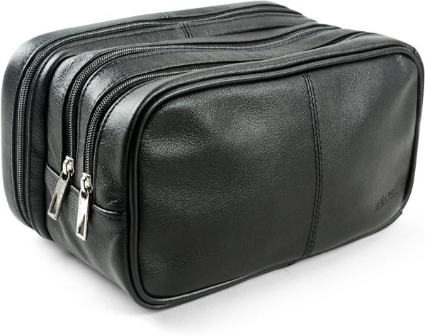 Lavievert Genuine Leather Toiletry Bag Grooming Shaving Accessory Dopp