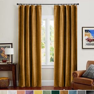 Lazzzy Velvet Curtains Room Darkening Blackout Curtains