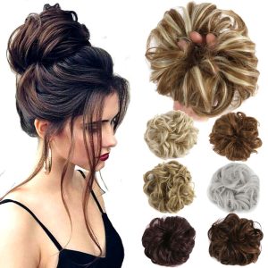 Lelinta Hair Bun Extensions Wavy Curly Messy Hair Extensions Donut Hair