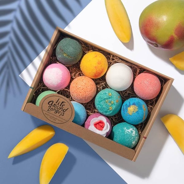 LifeAround2Angels Bath Bombs Gift Set 12 USA made Fizzies, Shea &