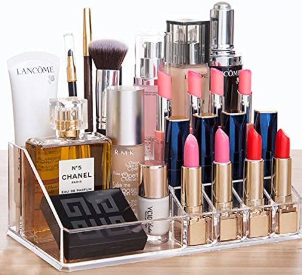 Lip Gloss Organizer Holder (50 Slots), Premium Acrylic Clear Makeup