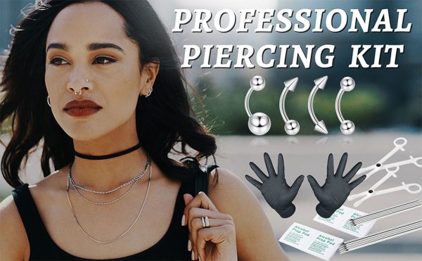 LOLIAS 110Pcs Professional Piercing Kit Stainless Steel