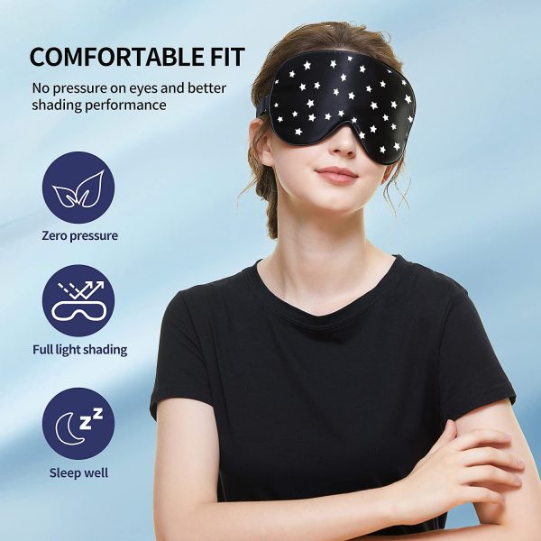Lonfrote Stars Natural Silk Sleep Mask, Smooth Blindfold