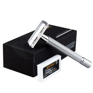 Long Handle Double Edge Safety Razor - Butterfly Open Razor