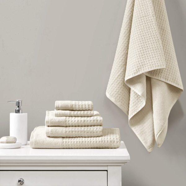 Luxurious 6 Piece Waffle Weave Bath Towel Set.