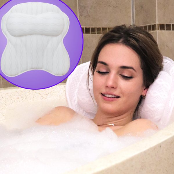 Luxurious Bath Pillow for Women & Men :: Ergonomic Bathtub Cushion for Neck