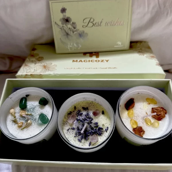 Luxury Candles Gift Set of 3pcs Candles with Crystals Inside