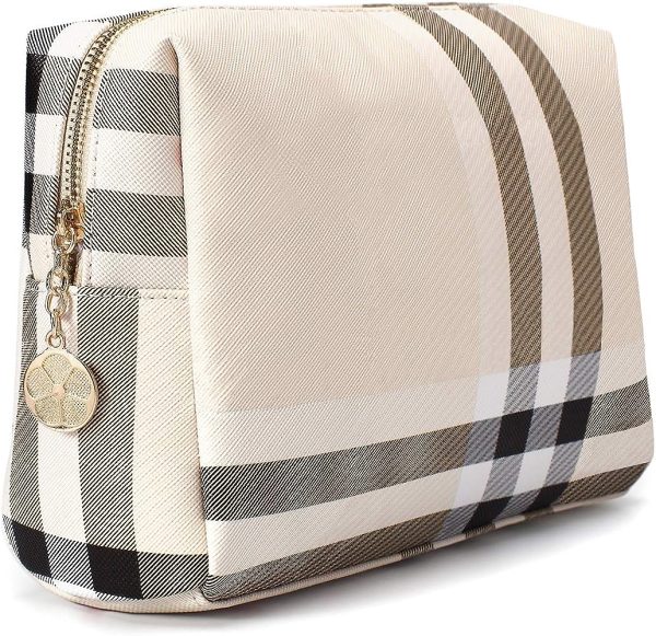 Luxury Checked Large Makeup Bag Cosmetic Travel bag makeup organizer