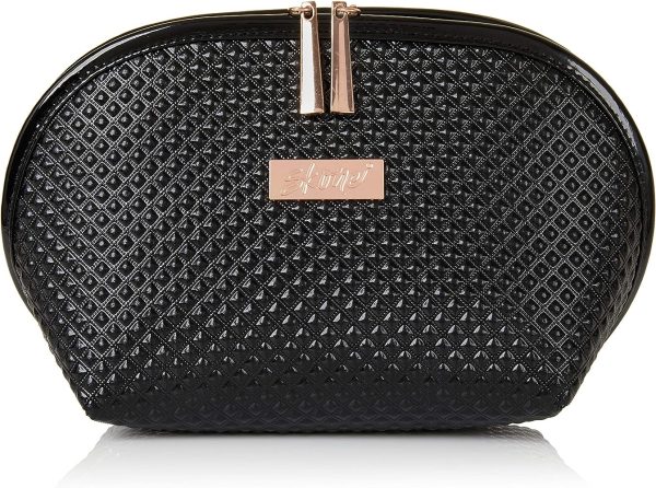 Luxury Designer Black Makeup Bag - Cruelty-Free Synthetic Patent Leather