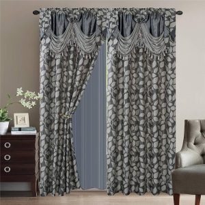 Luxury Home Collection Jacquard Leaves Window