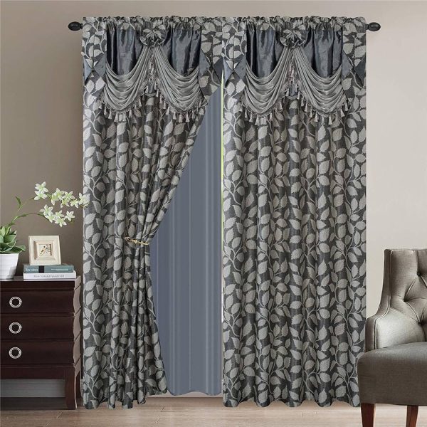 Luxury Home Collection Jacquard Leaves Window