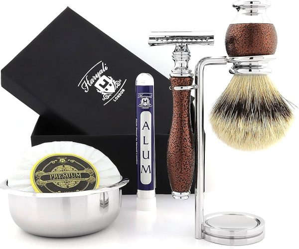 Luxury Men's Shaving & Grooming Set >Top Grade Silver Tip Badger Brush