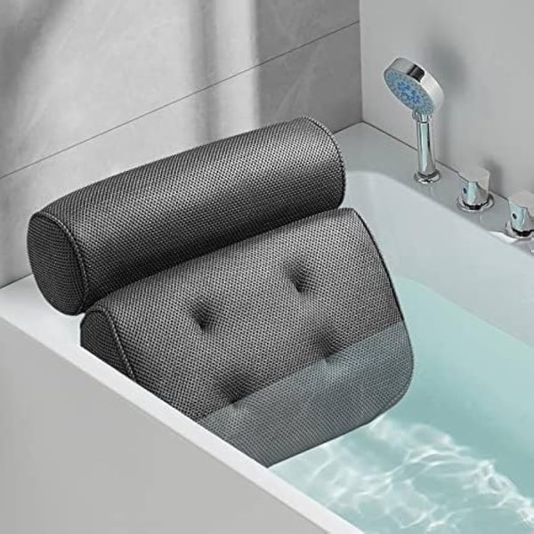 Luxury Non-Slip Bath Pillow with 6 Strong Suction Cups for Tub
