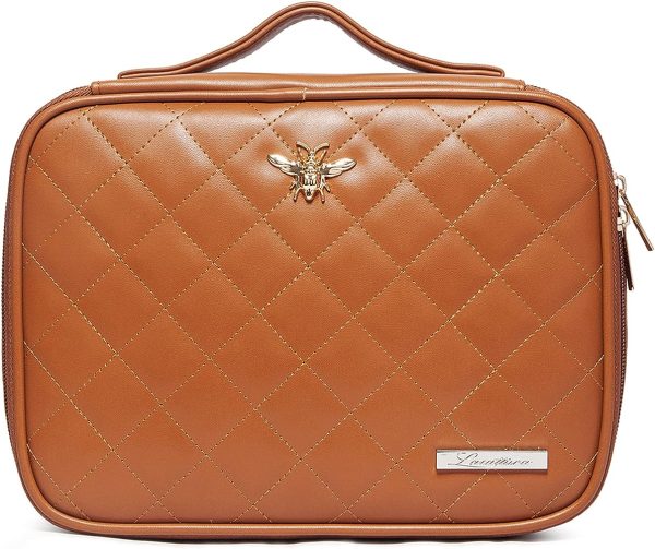 Luxury Portable Make Up Bag,PU Vegan Leather Cosmetic Toiletry Travel Bag