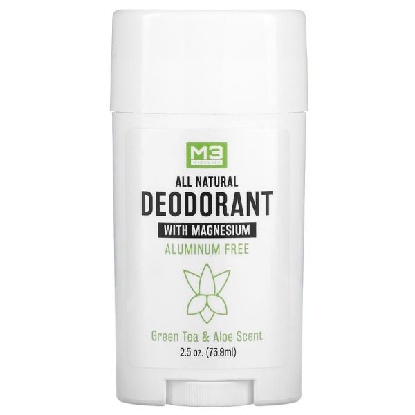 M3 Naturals All Natural Deodorant with Magnesium, Green Tea and Aloe
