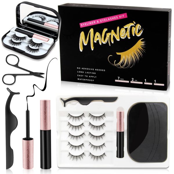 Magnetic Eyelashes with Magnetic Eyeliner Kit, with Applicator and Mirror