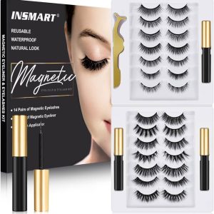 Magnetic False Eyelashes,Reusable Full Size 3 Magnet Lashes Glue-Free