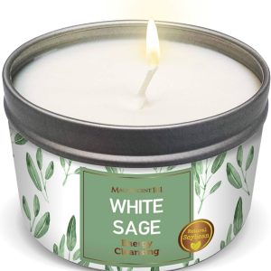 MAGNIFICENT Pure White Sage Smudge Candle for Home Energy Cleansing