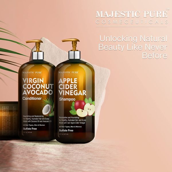 MAJESTIC PURE Apple Cider Vinegar Shampoo and Avocado Coconut Conditioner