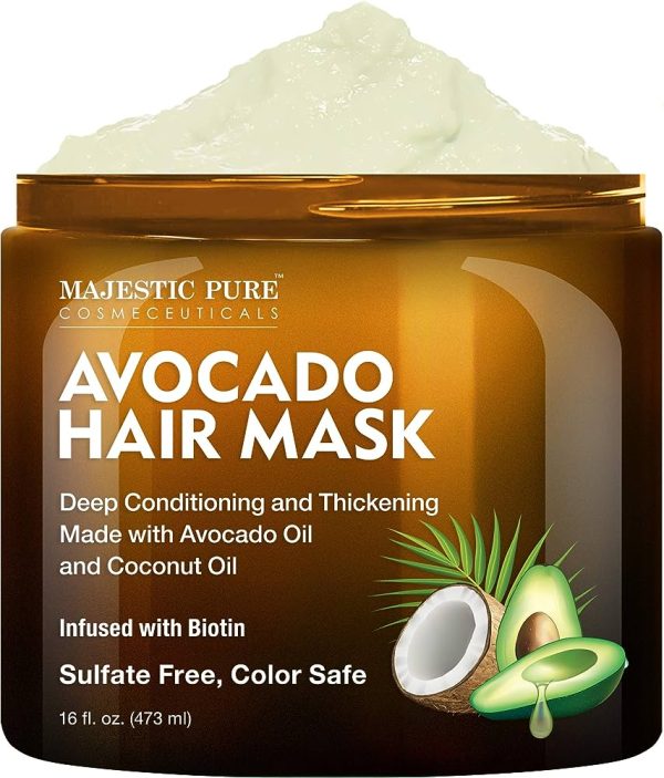 MAJESTIC PURE Avocado and Coconut Hair Mask for Dry Damaged Hair