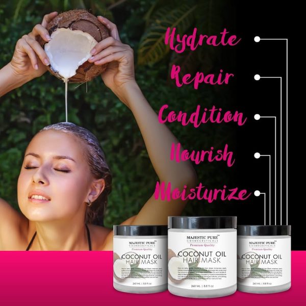 Majestic Pure Coconut Oil Hair Mask - Hydrating and Restorative Treatment for Dry and Damaged Hair