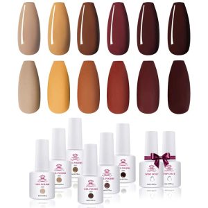 Makartt Gel Nail Polish Kit - 6 Fall Winter Colors UV Nail Gel Polish Classic Brown Colors