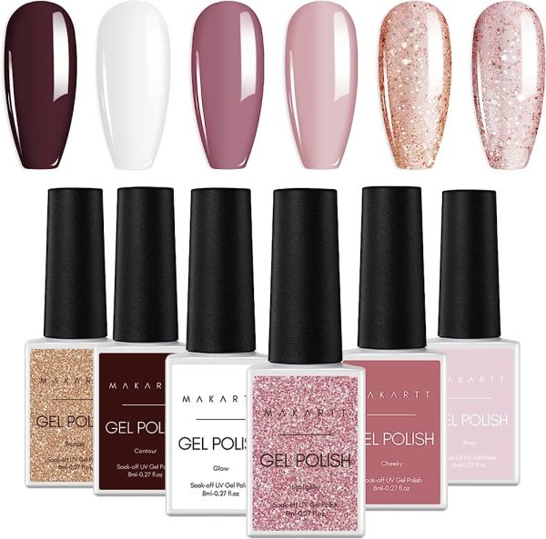 Makartt Gel Nail Polish Kit - Sweetie Series 6 Colors 8ml Fall Winter Pink