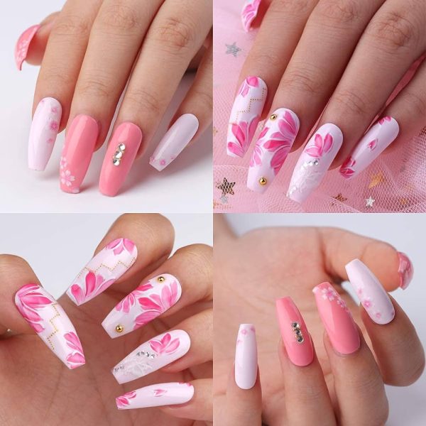 Makartt Pink Gel Nail Polish Set - Elegant Cherry Blossom Series