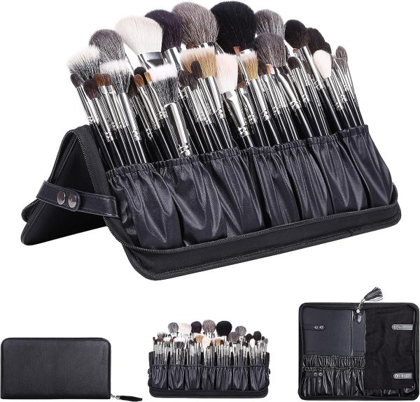 Makeup Brush Professional Set with Travel Leather Clutch