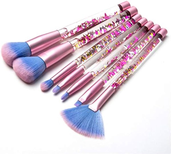 Makeup Brushes, 7PCS Glitter Quicksand Handle Makeup Brush Set
