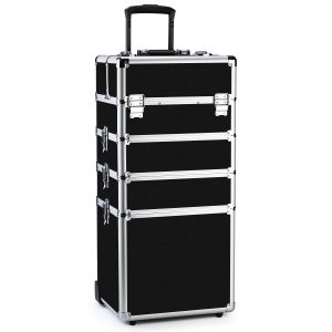 Makeup Train Case 4 in 1 Professional Cosmetics Rolling Organizer