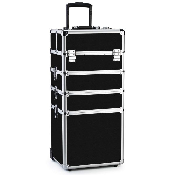 Makeup Train Case 4 in 1 Professional Cosmetics Rolling Organizer