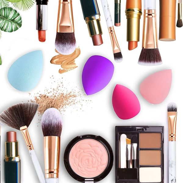 Marble Makeup Brush Set and 8Pcs Makeup Sponge