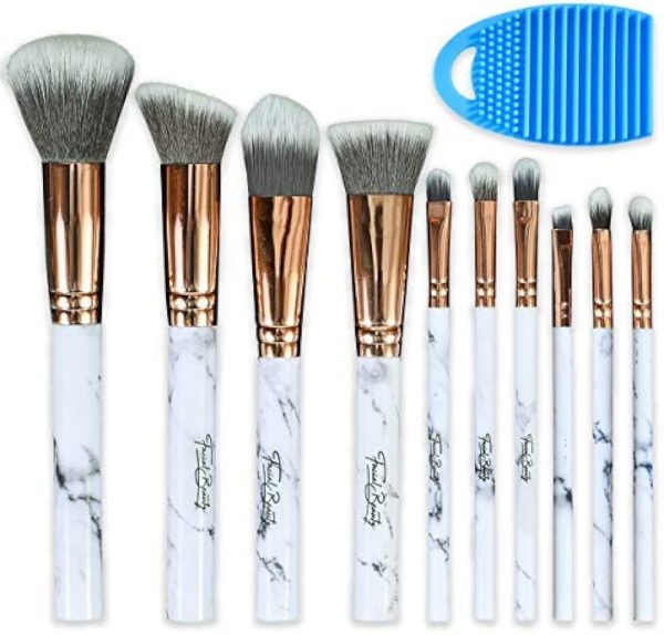 Marble Makeup Brush Set with Makeup Sponge and Cleaner Brush Egg
