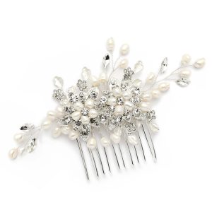 Mariell Genuine Freshwater Pearl Wedding Hair Comb