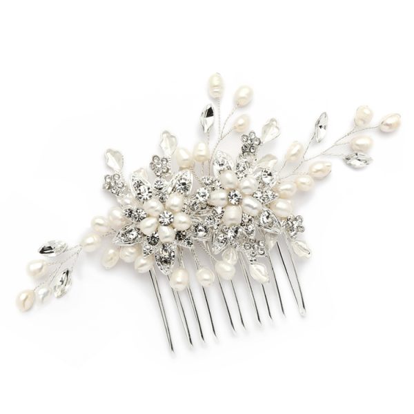 Mariell Genuine Freshwater Pearl Wedding Hair Comb