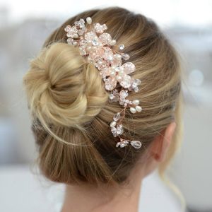 Mariell Vintage Wedding Rose Gold Hair Comb for Brides