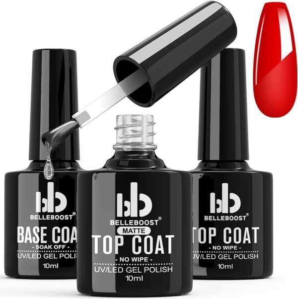 Matte Top Coat High Gloss Top Gel Coat Base Coat Set,No Wipe top Coat